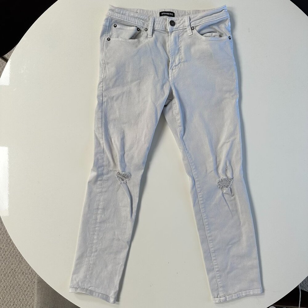 Express White Slim Distressed Skinny Jeans 31" x 30"